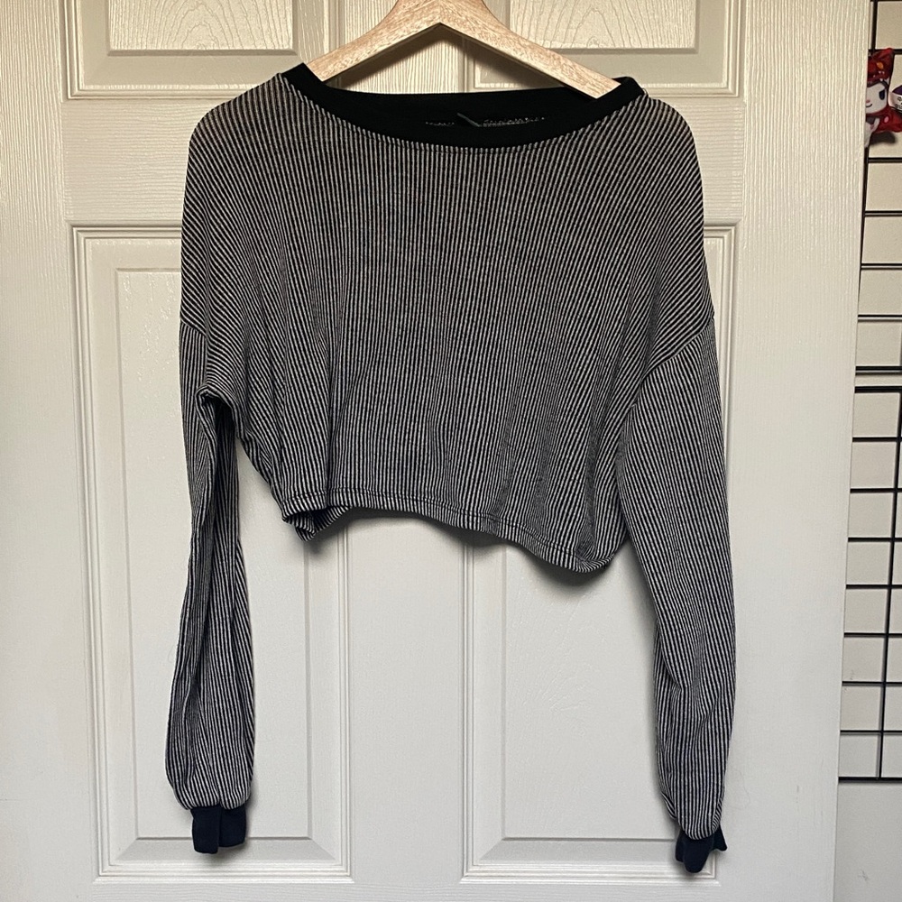 Striped Black and White Women's Crop Top